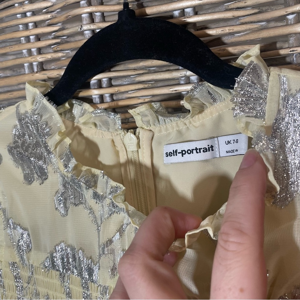 Girl’s Self-Portrait Metallic Jacquard Tiered Dress - size 7/8 - Picture 6 of 13